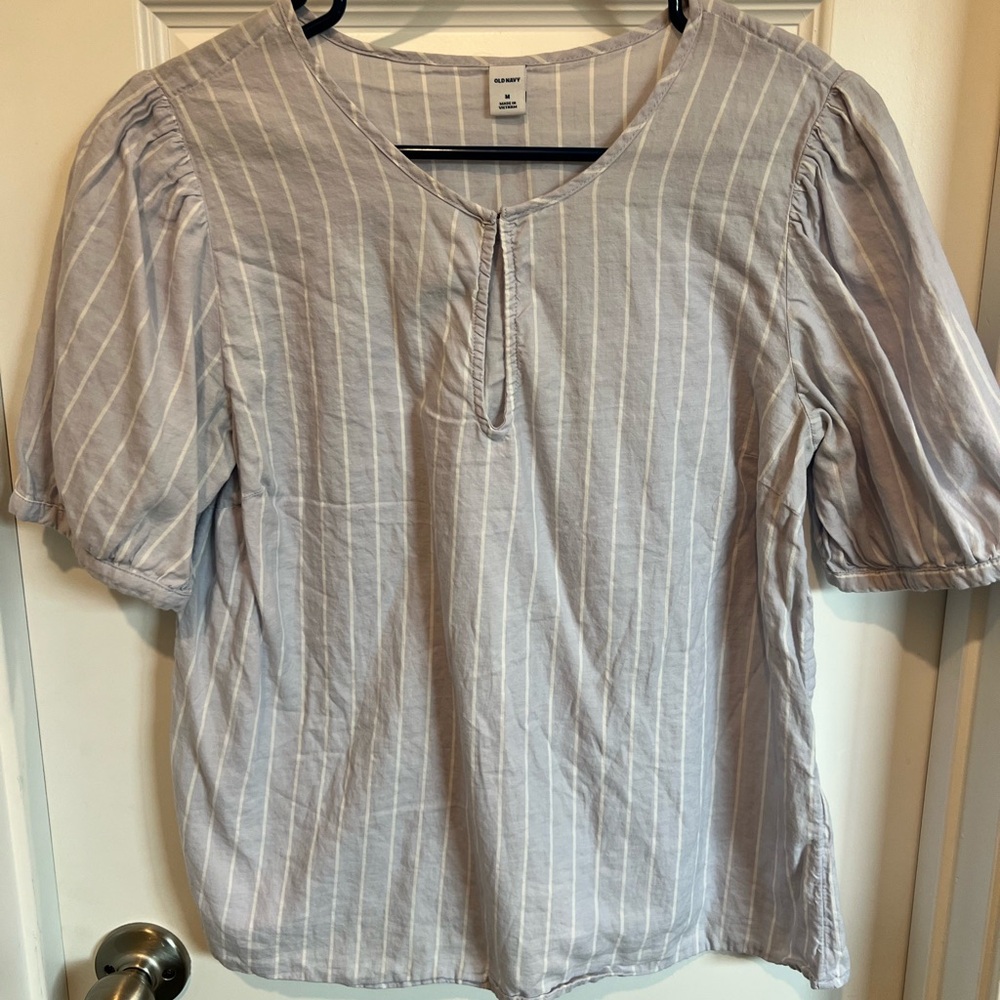 Old Navy Light Blue Striped Blouse